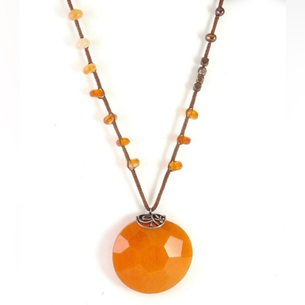 SILPADA .925 Sterling Silver Moroccan Sunset Faceted Aventurine Necklace - Picture 3 of 12